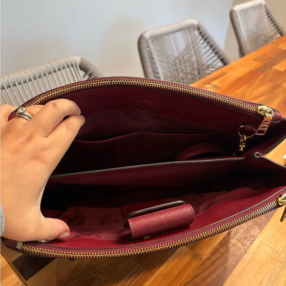 Coach Burgundy Leather Tote with Matching Wallet